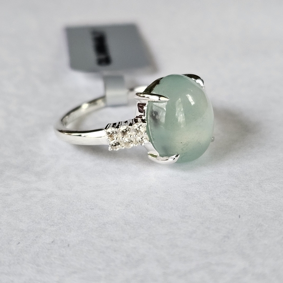 Genuine Aquaprase & White Zircon Ring in Sterling Silver Size 7! NWT - Picture 2 of 5